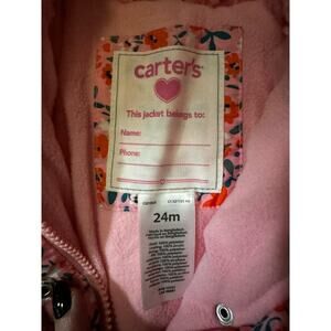 Carters 24 Month Pink Puffy Fleece Lined Jacket with Pink and Yellow Flowers